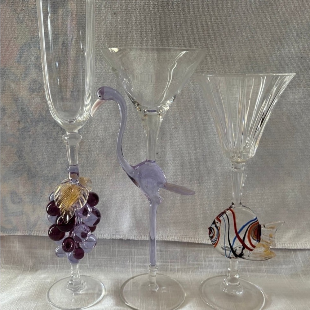 Murano specialty glasses. Set of three!